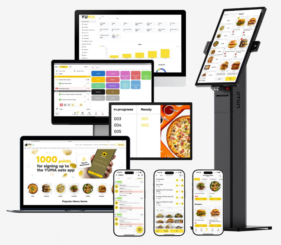 Yuma POS Kiosk Kitchen Bump Order Ready Display Mobile App Loyalty
