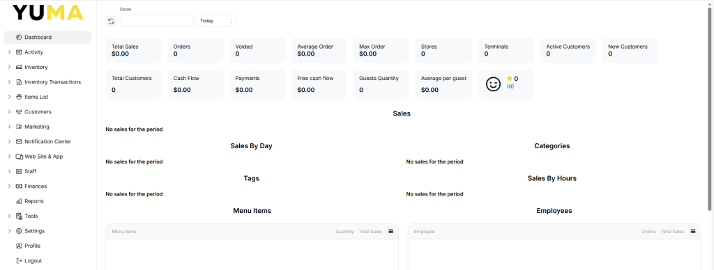 YumaPOS BOM - Dashboard