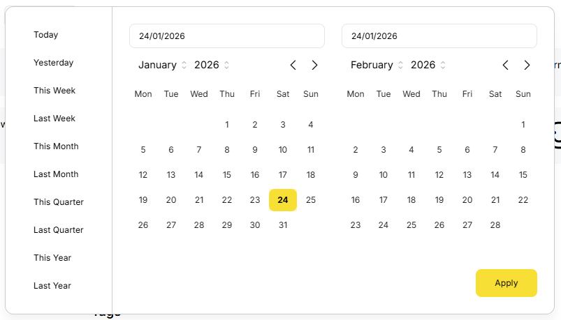 YumaPOS BOM - Dashboard - Filters