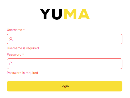 YumaPOS BOM - Enter Username and Password