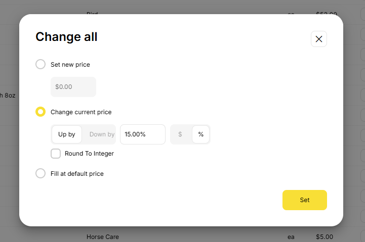 YumaPOS BOM PRICELIST Change All by Percentage
