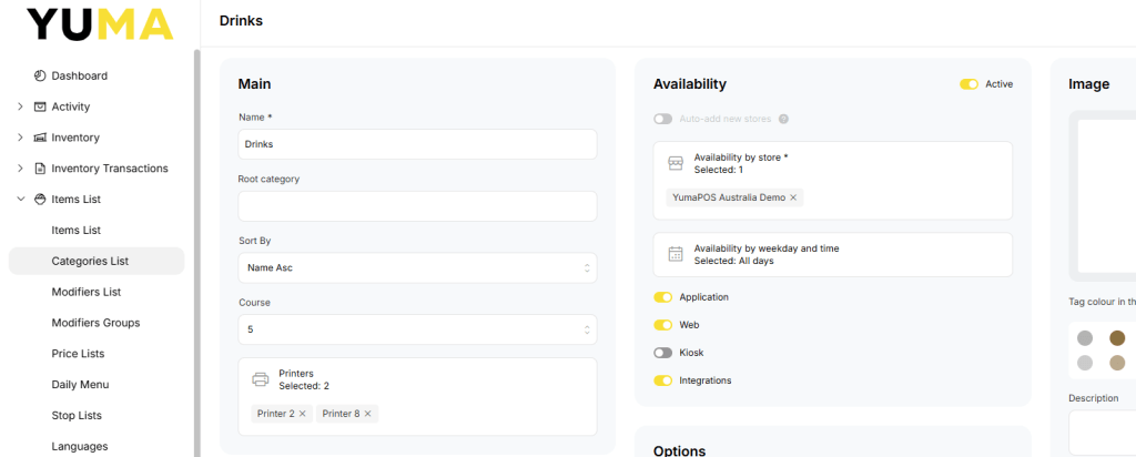 YumaPOS Knowledgebase BOM Items List Category Production Printers
