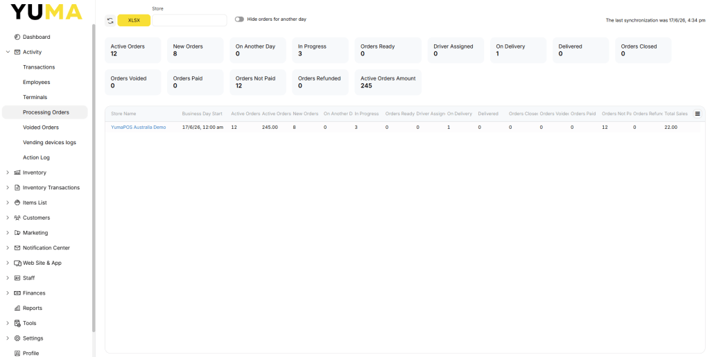 YumaPOS Knowledgebase BOM Activity Processing Orders